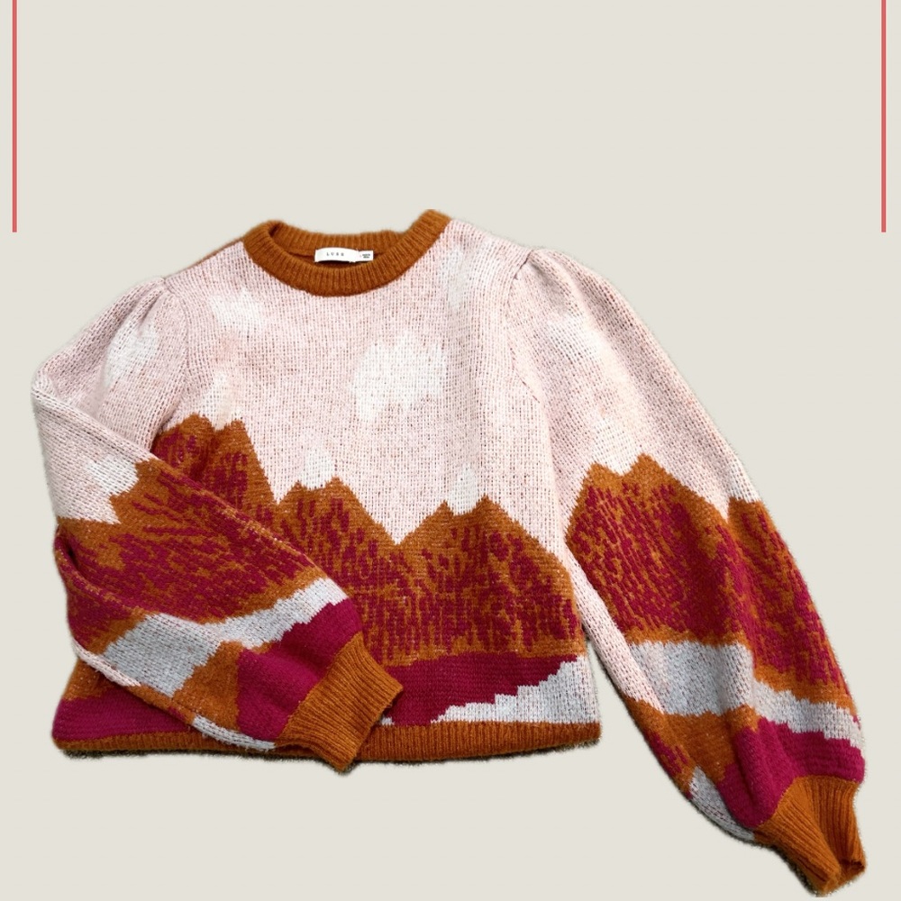 Lush Mountain Scenery Jacquard Sweater